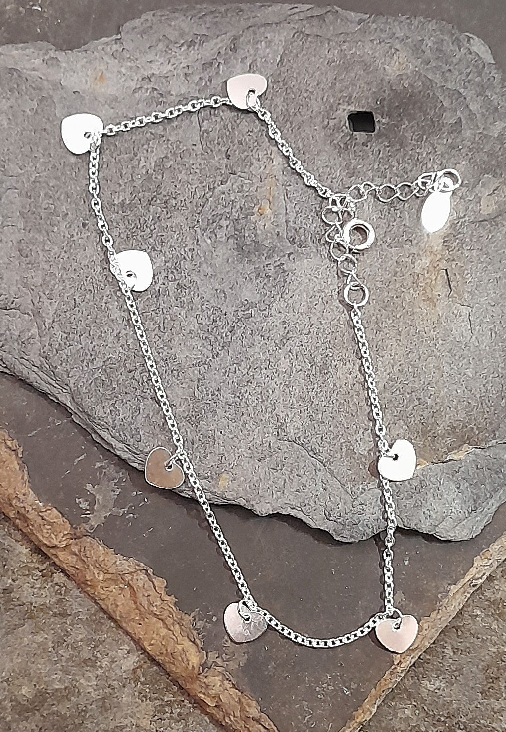 AB004 - HEART ANKLET/BRACELET 20 CM + EXT