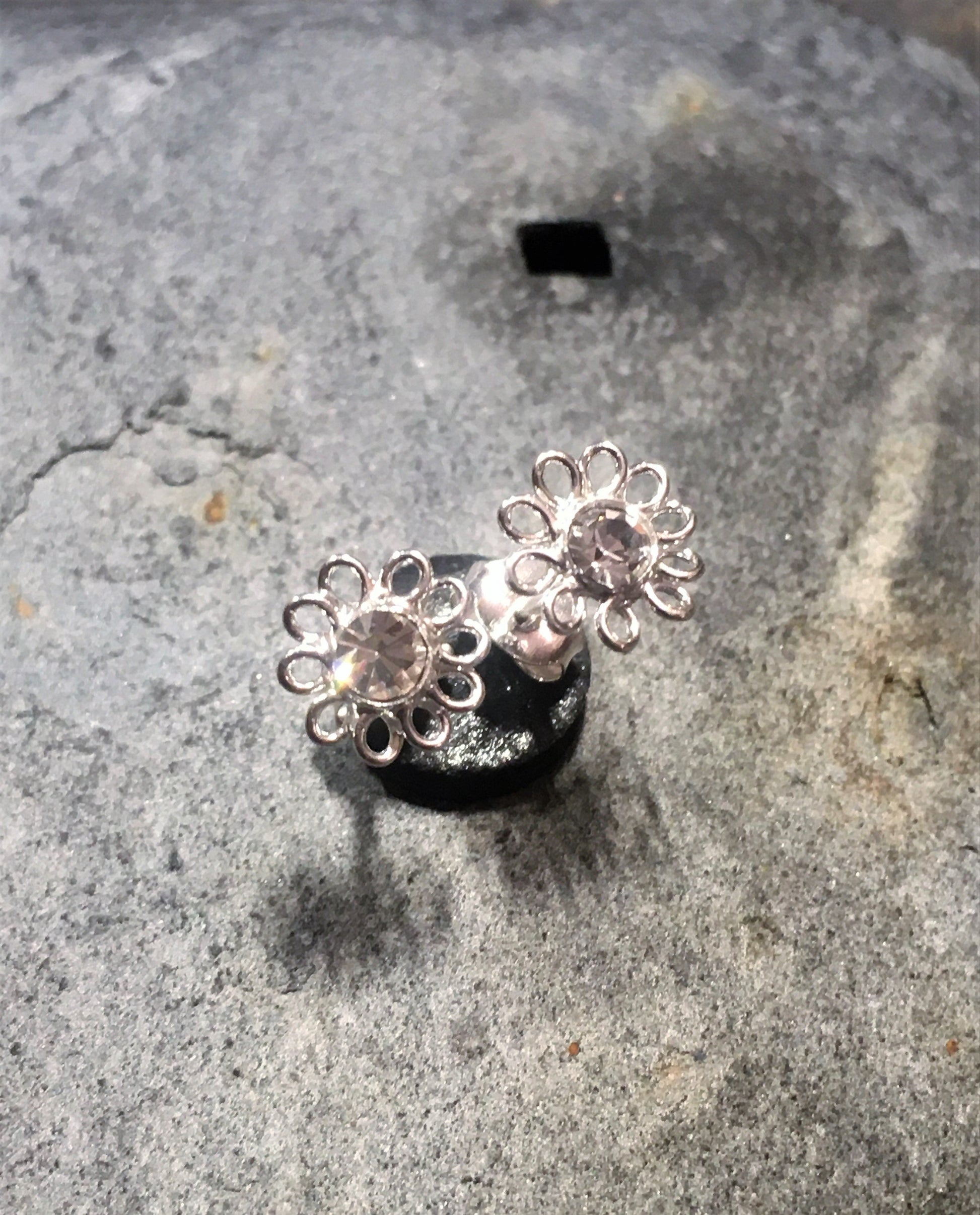 Clear Cubic Zirconia Flower Stud 8mm