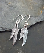 Double Feather Drop Earrings