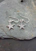 Silver Star Drop Earrings