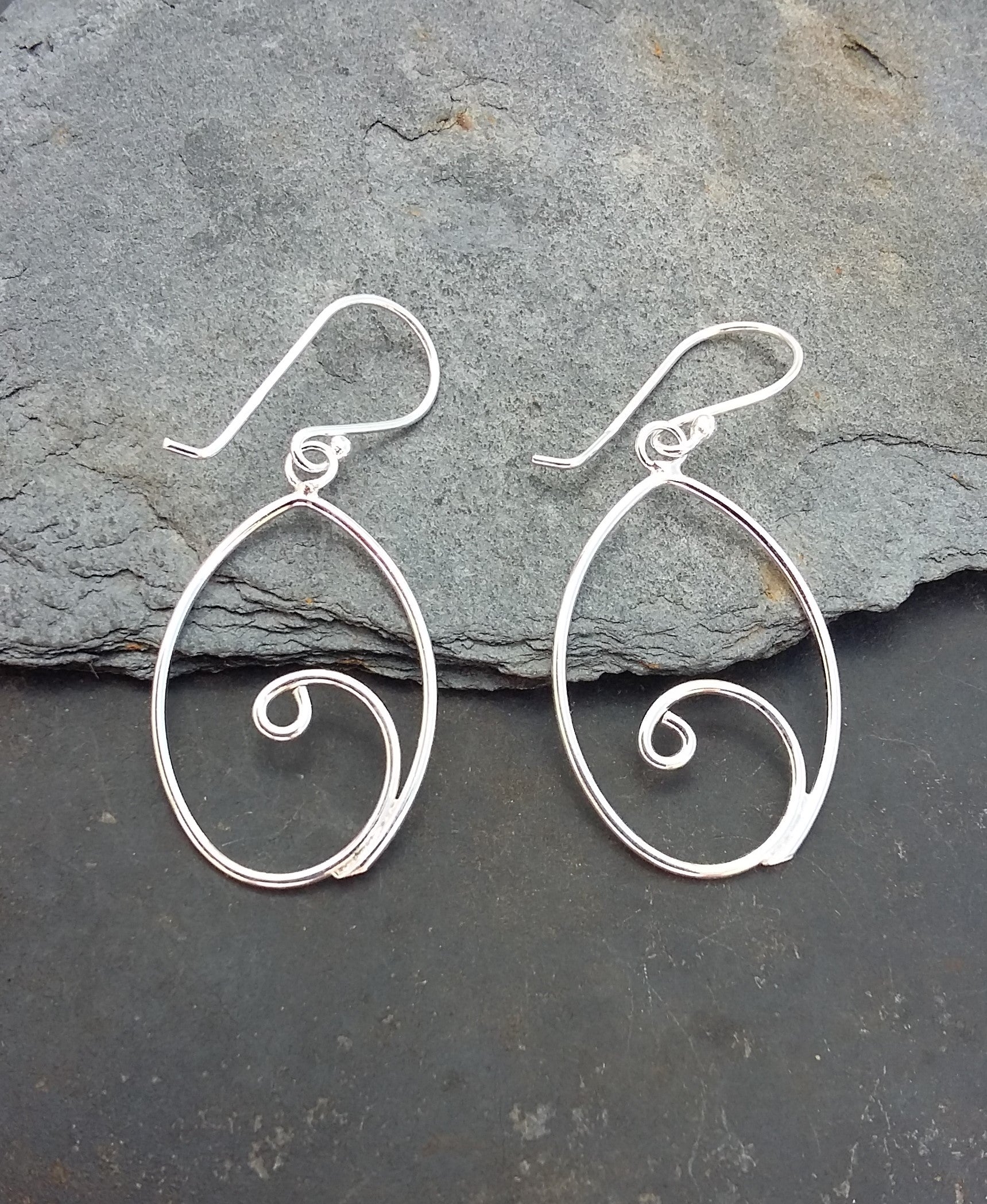 Wire Oval Drop Earrings