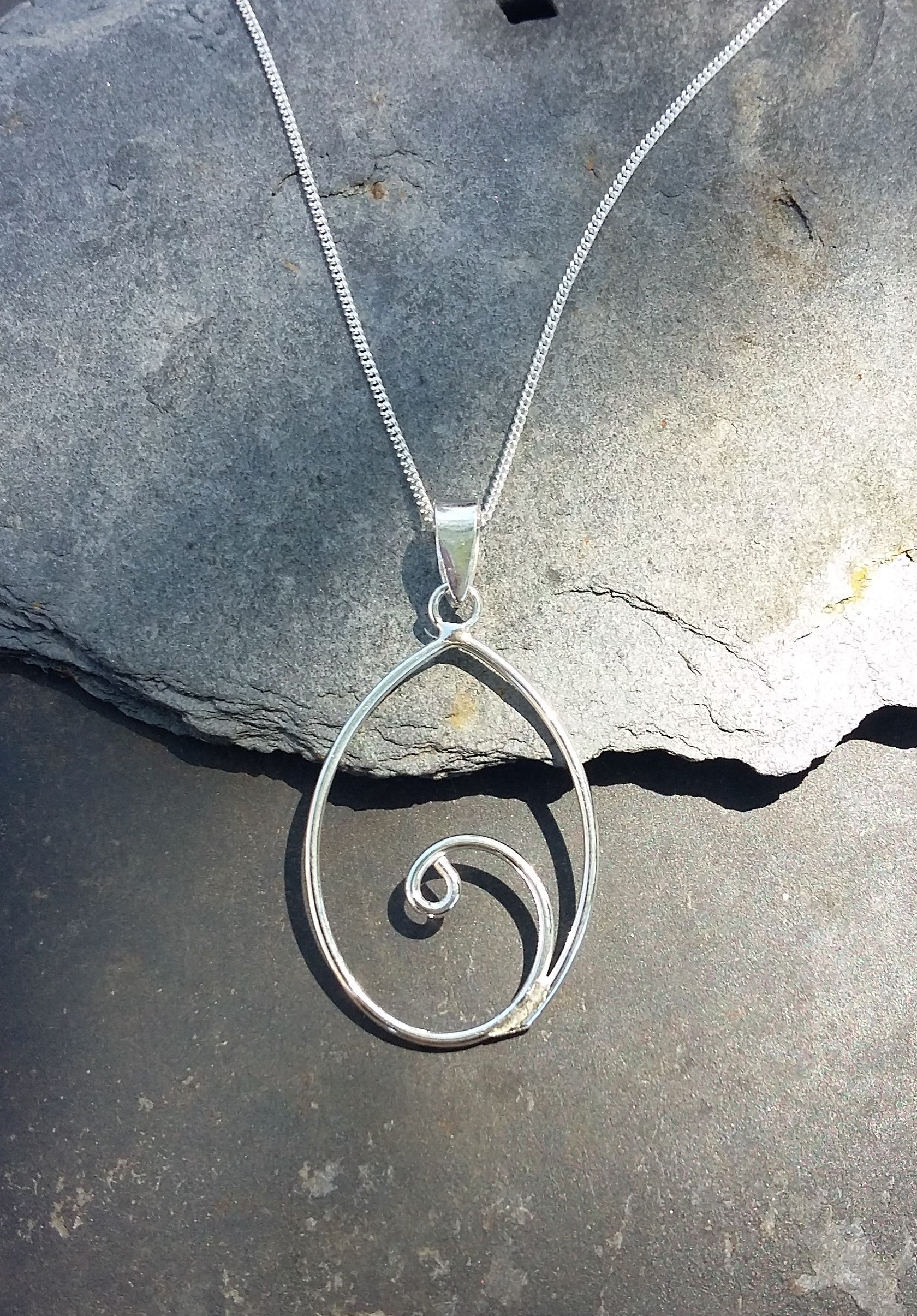 Silver Wire Oval Pendant