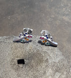 Coloured Cubic Zirconia Leaf Stud 11mm