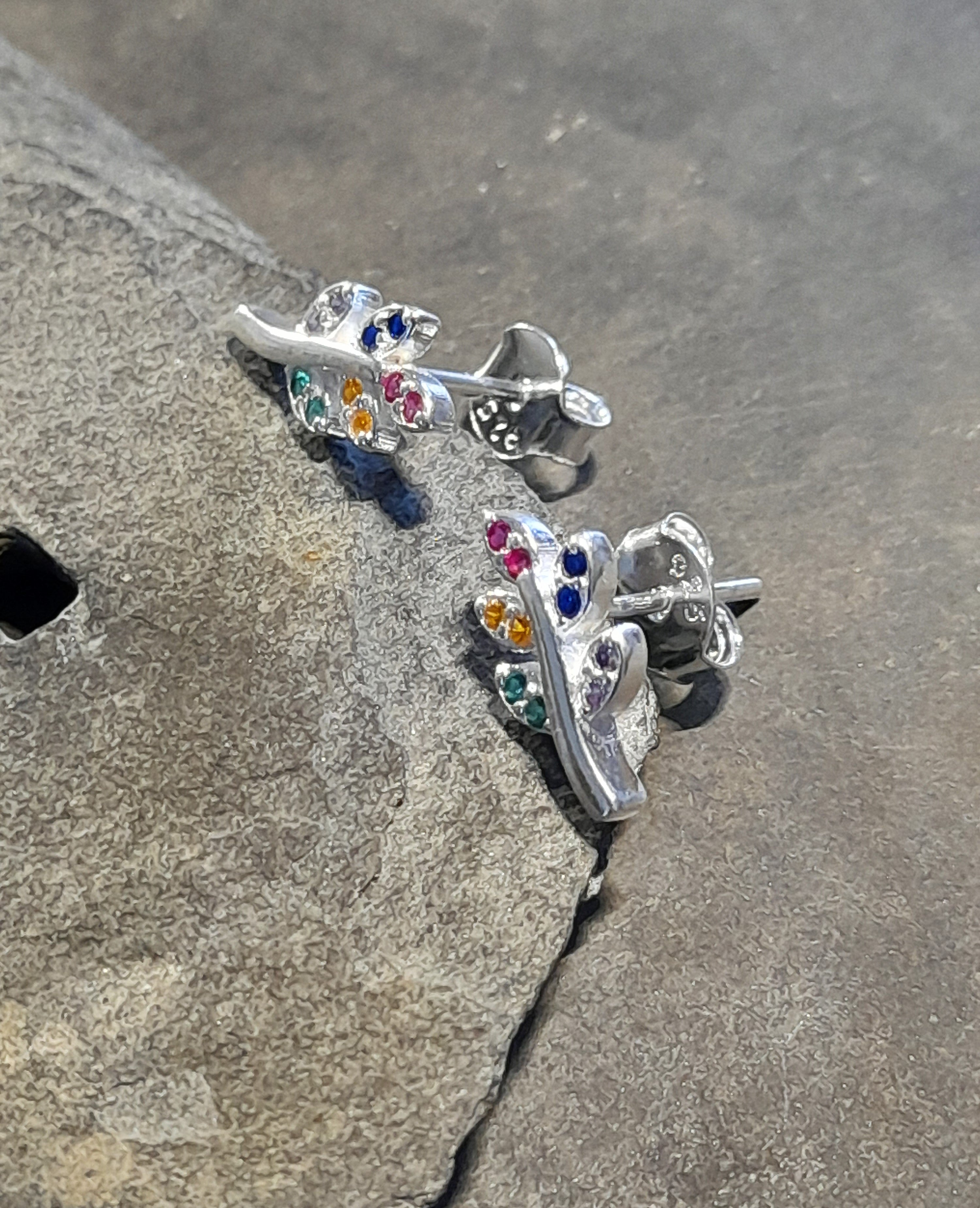 Coloured Cubic Zirconia Leaf Stud 11mm