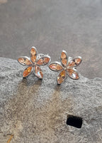 5 Petal Amber Cubic Zirconia Flower Stud 10mm