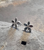 5 Petal Black Cubic Zirconia Flower Stud 10mm