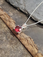 7mm Red Cubic Zirconia & Silver Round Pd