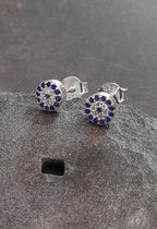 6mm Round Blue & Clear Cubic Zirconia Stud