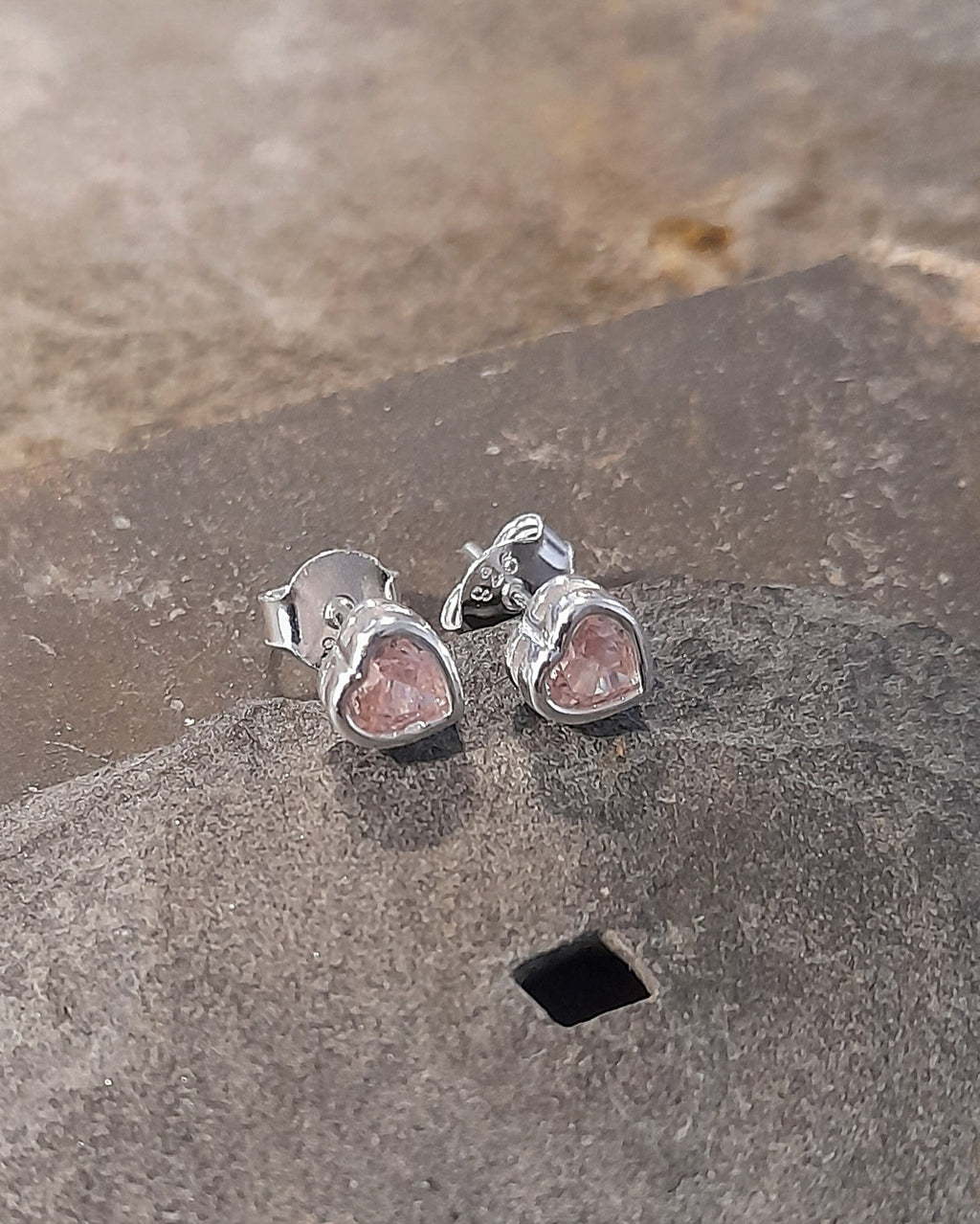 Pink 4mm Heart Cubic Zirconia Stud