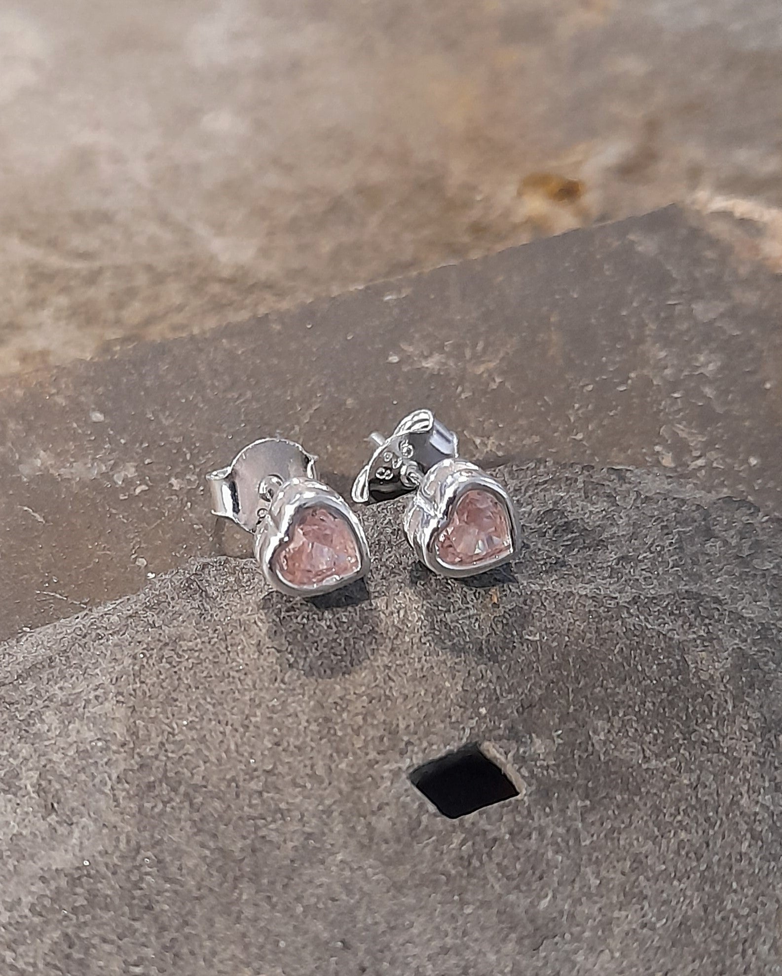 Pink 4mm Heart Cubic Zirconia Stud