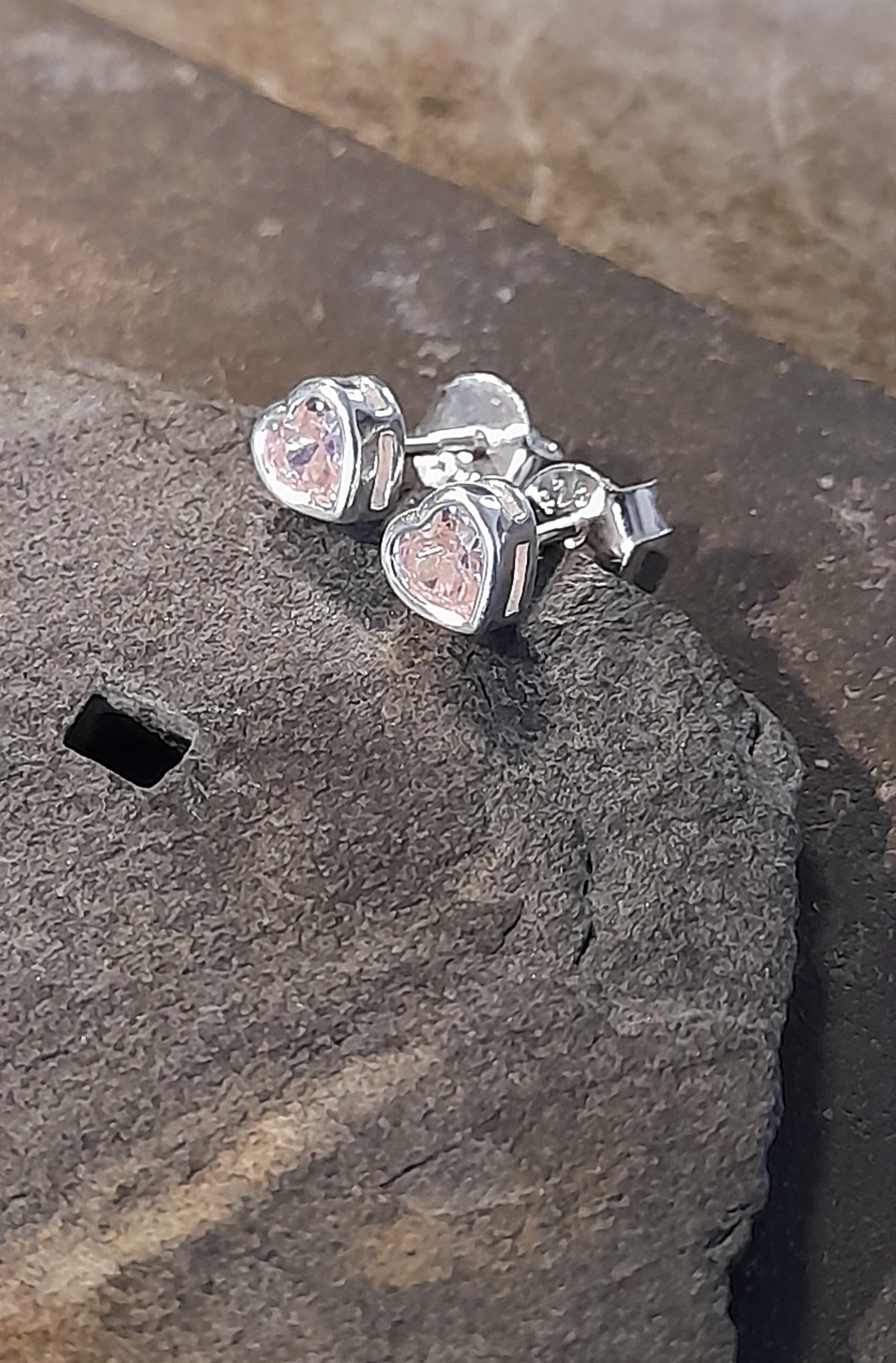 Pink 4mm Heart Cubic Zirconia Stud