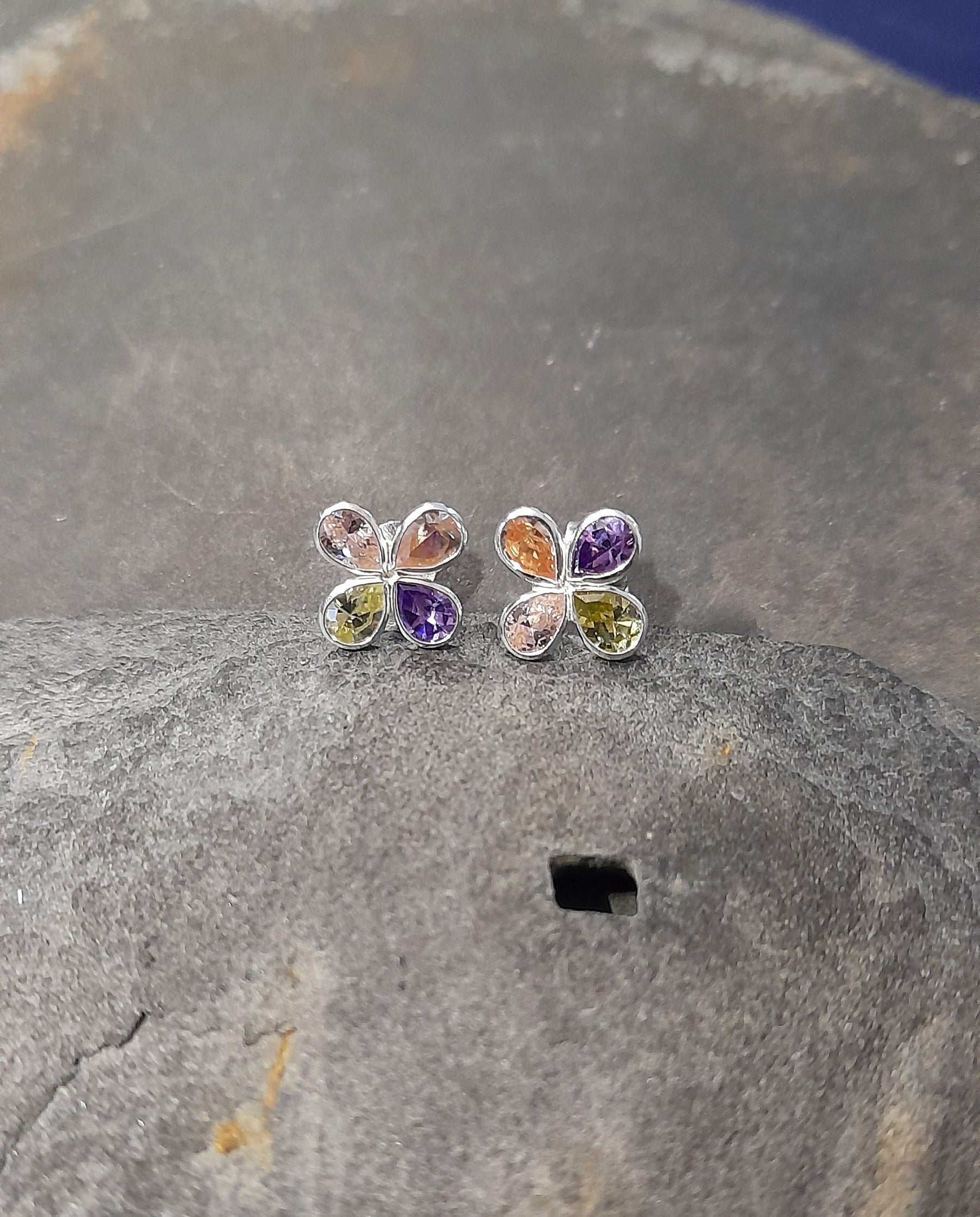 4 Petal 10mm Multi Cubic Zirconia Stud