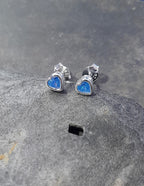 Blue 4mm Heart Cubic Zirconia Stud