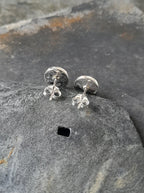 8mm Round Black Onyx  Flower Stud