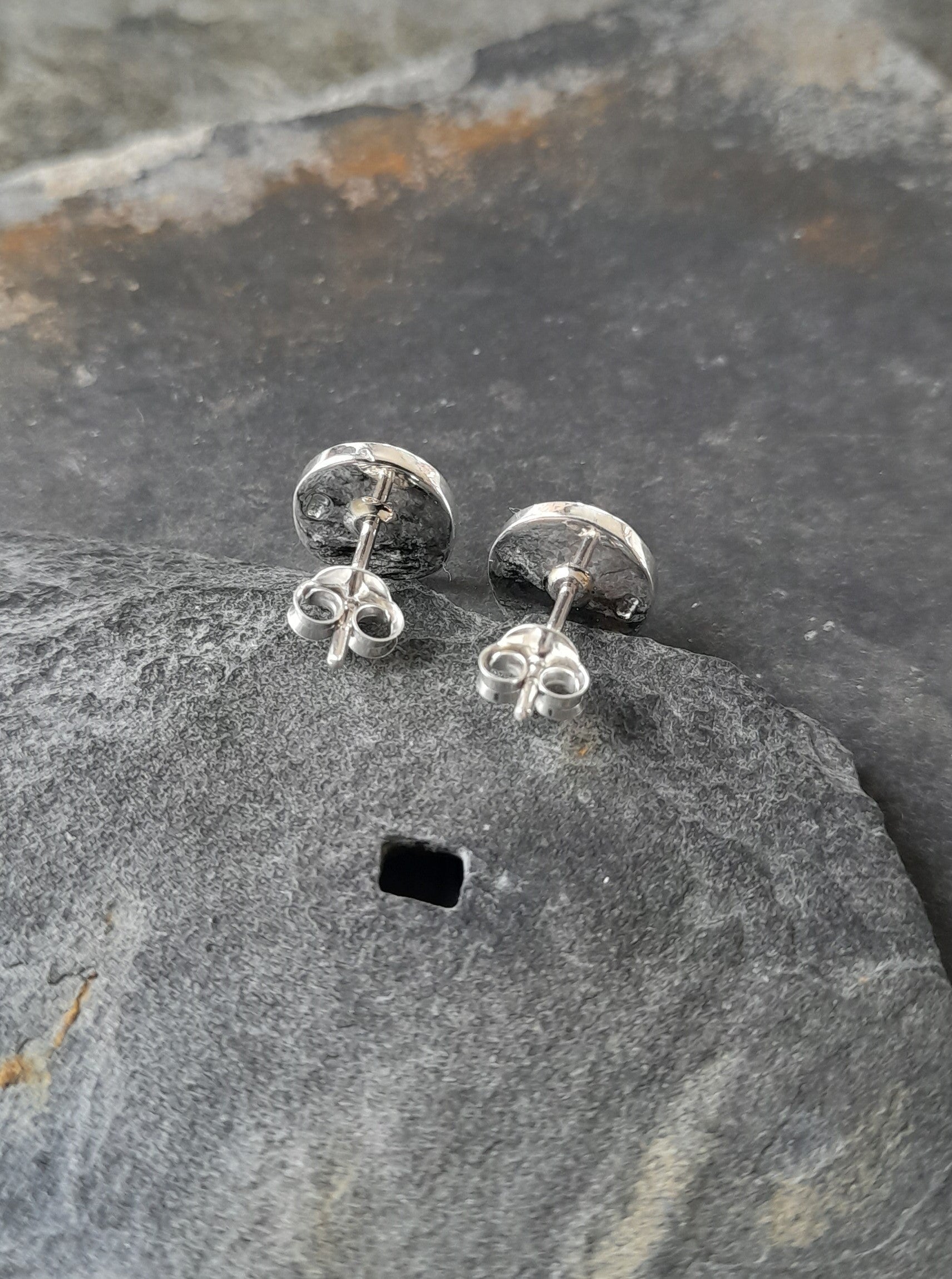 8mm Round Black Onyx  Flower Stud