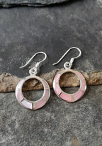 18mm Diameter Pink Mother of Pearl Earring