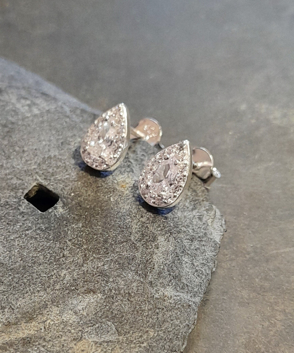 Clear Cubic Zirconia Teardrop Stud 8 X 6mm