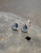 Blue Cubic Zirconia Teardrop Stud 8 X 6mm