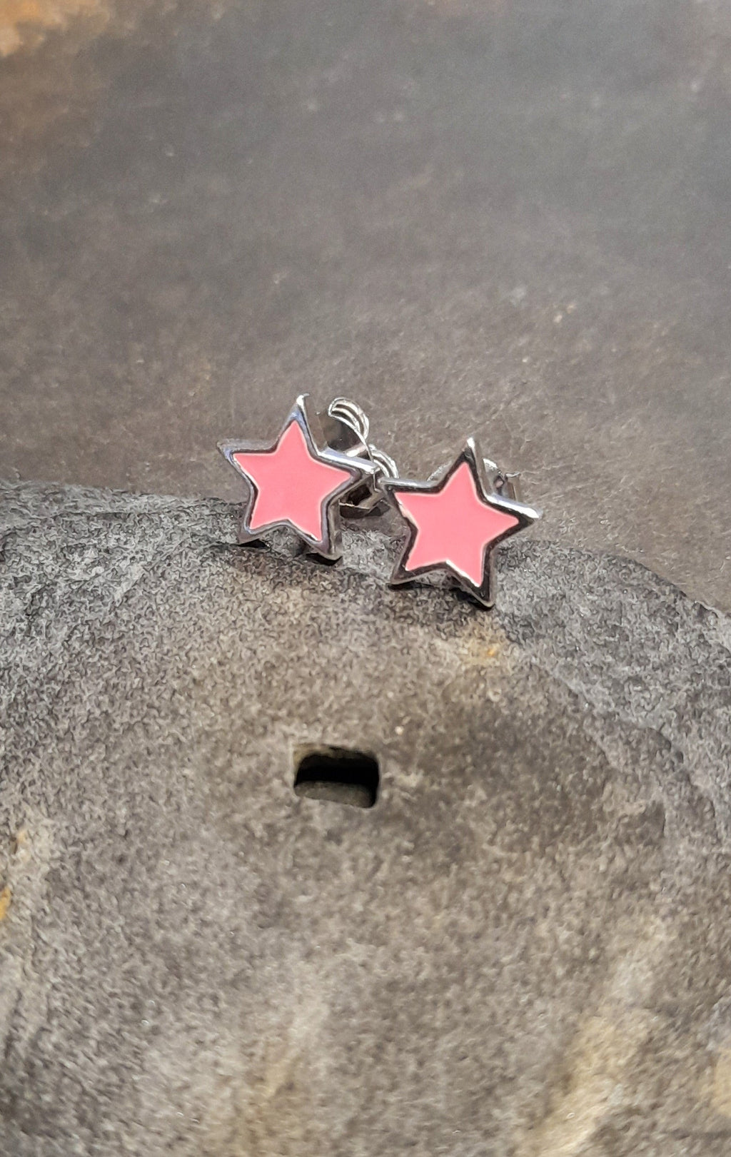 Pink Star Enamel Stud 8mm