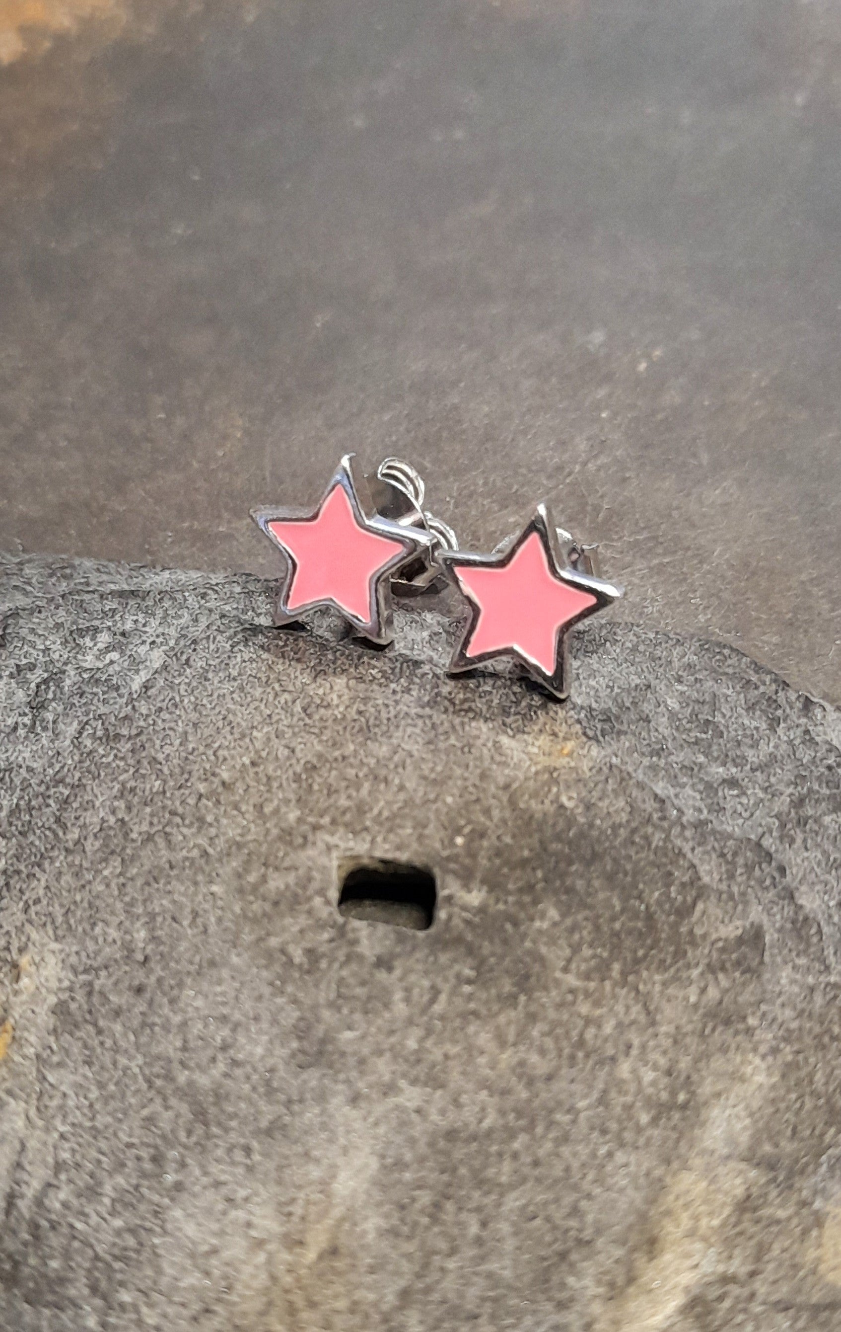 Pink Star Enamel Stud 8mm