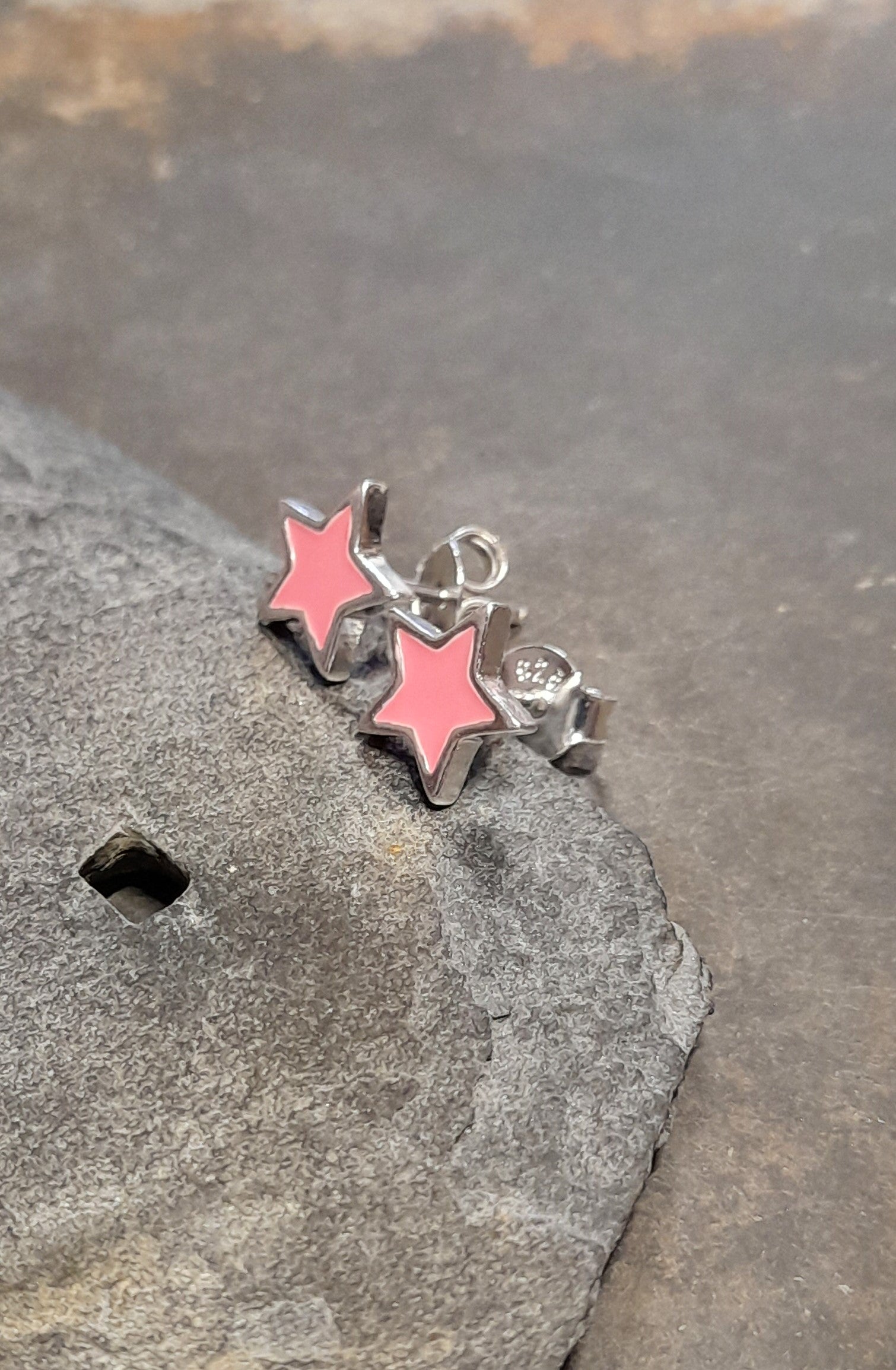 Pink Star Enamel Stud 8mm