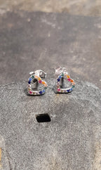 Outline Multi Cubic Zirconia Heart Stud 7mm