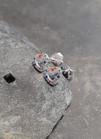 Outline Multi Cubic Zirconia Heart Stud 7mm
