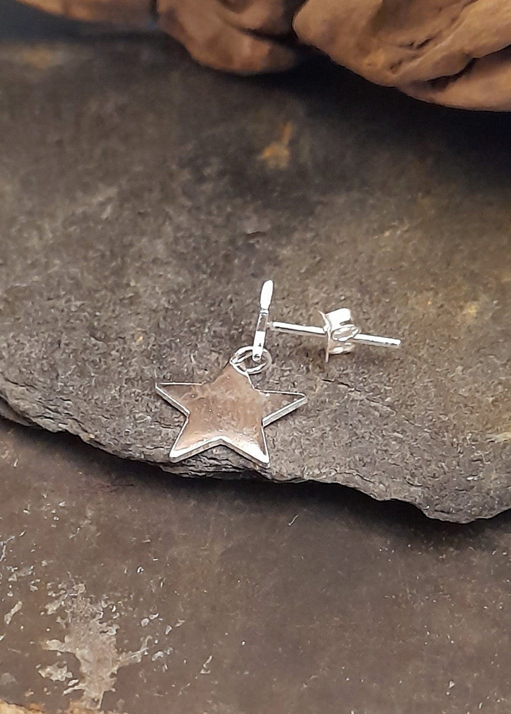 Two Star Stud Earring Plain 17X11mm
