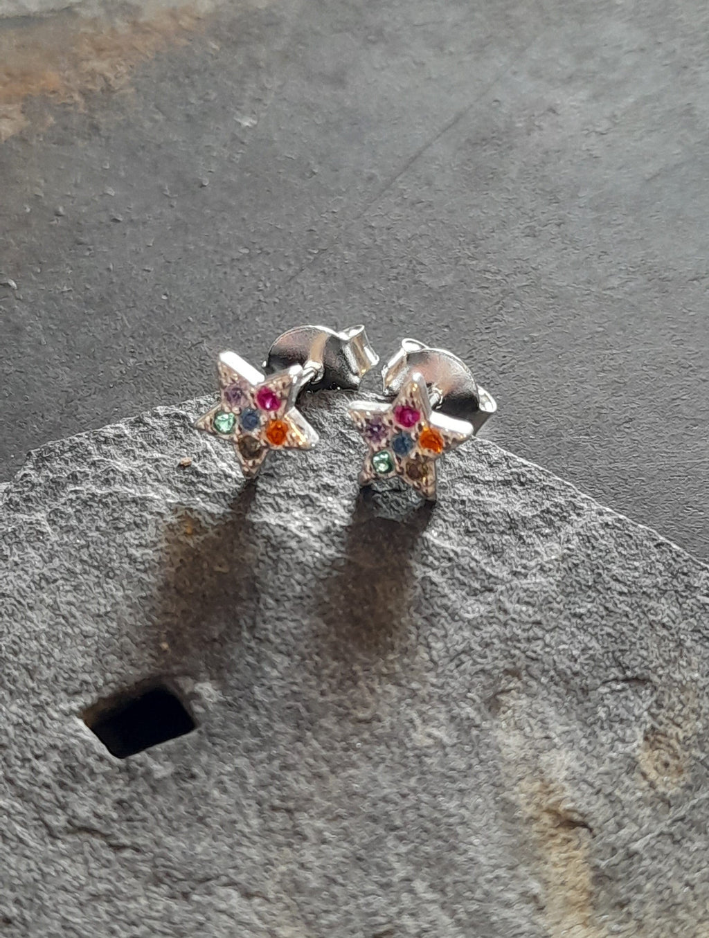 Multi Cubic Zirconia Star Stud 6mm