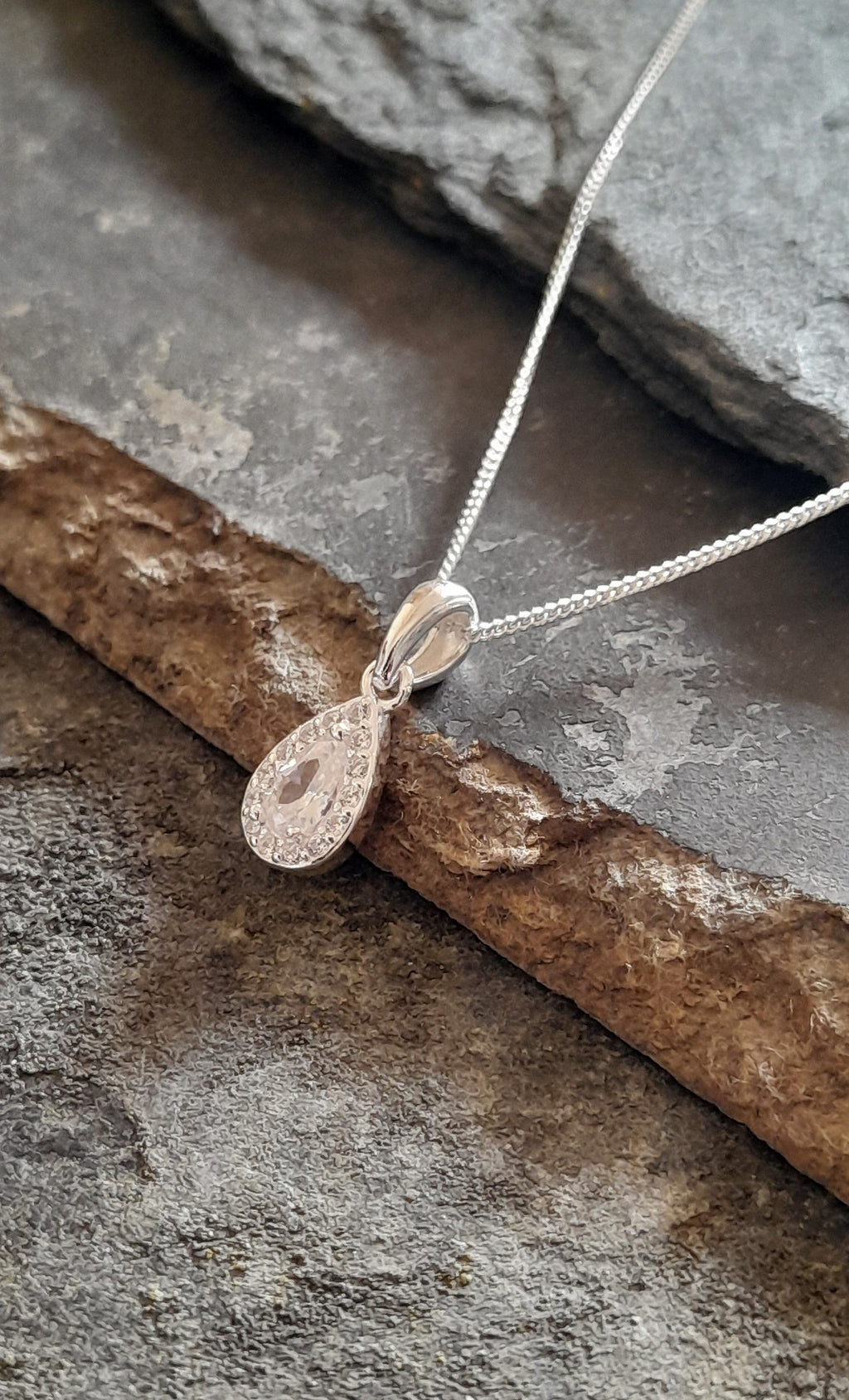 Teardrop Clear Cubic Zirconia Pendant 9X5mm