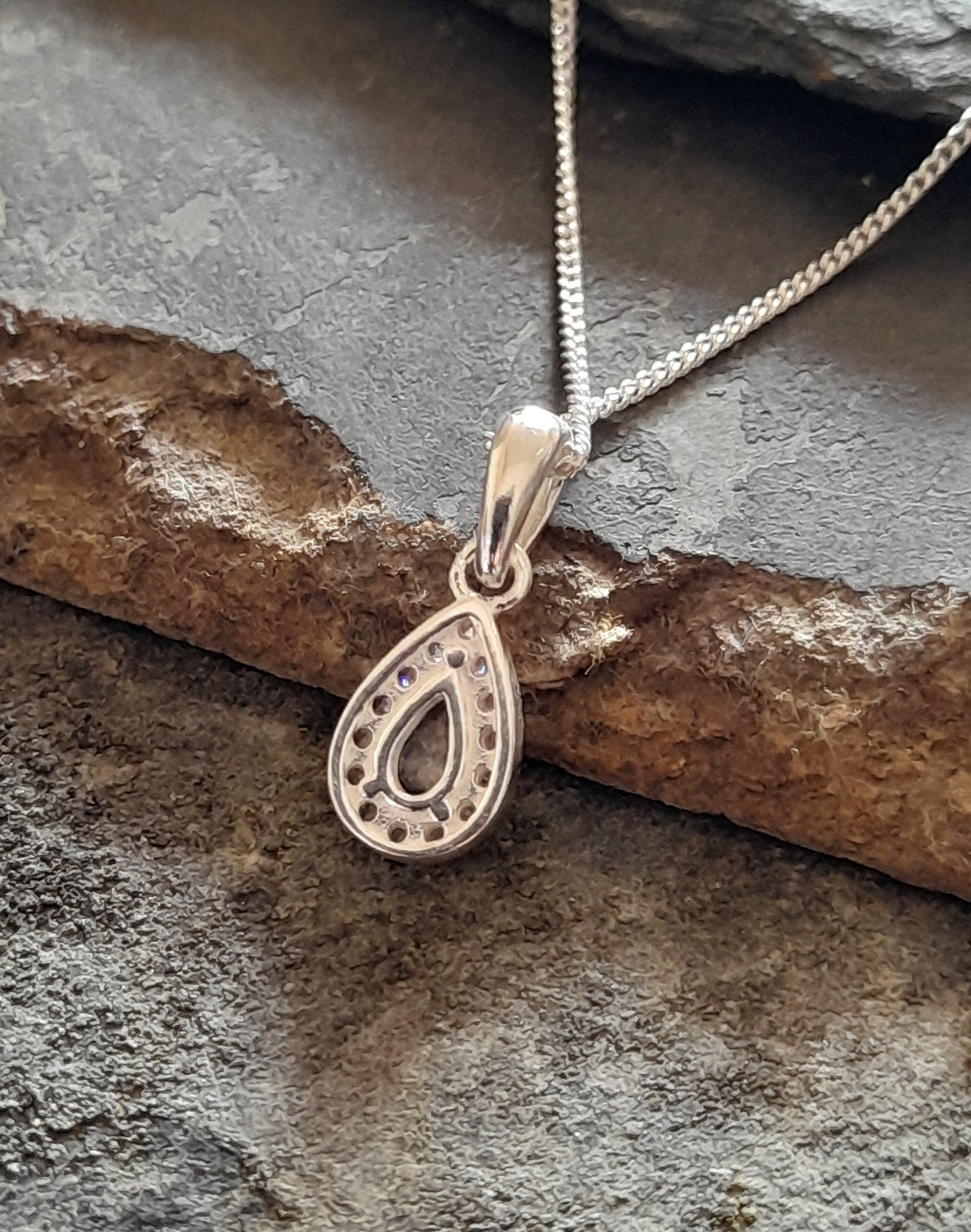 Teardrop Clear Cubic Zirconia Pendant 9X5mm