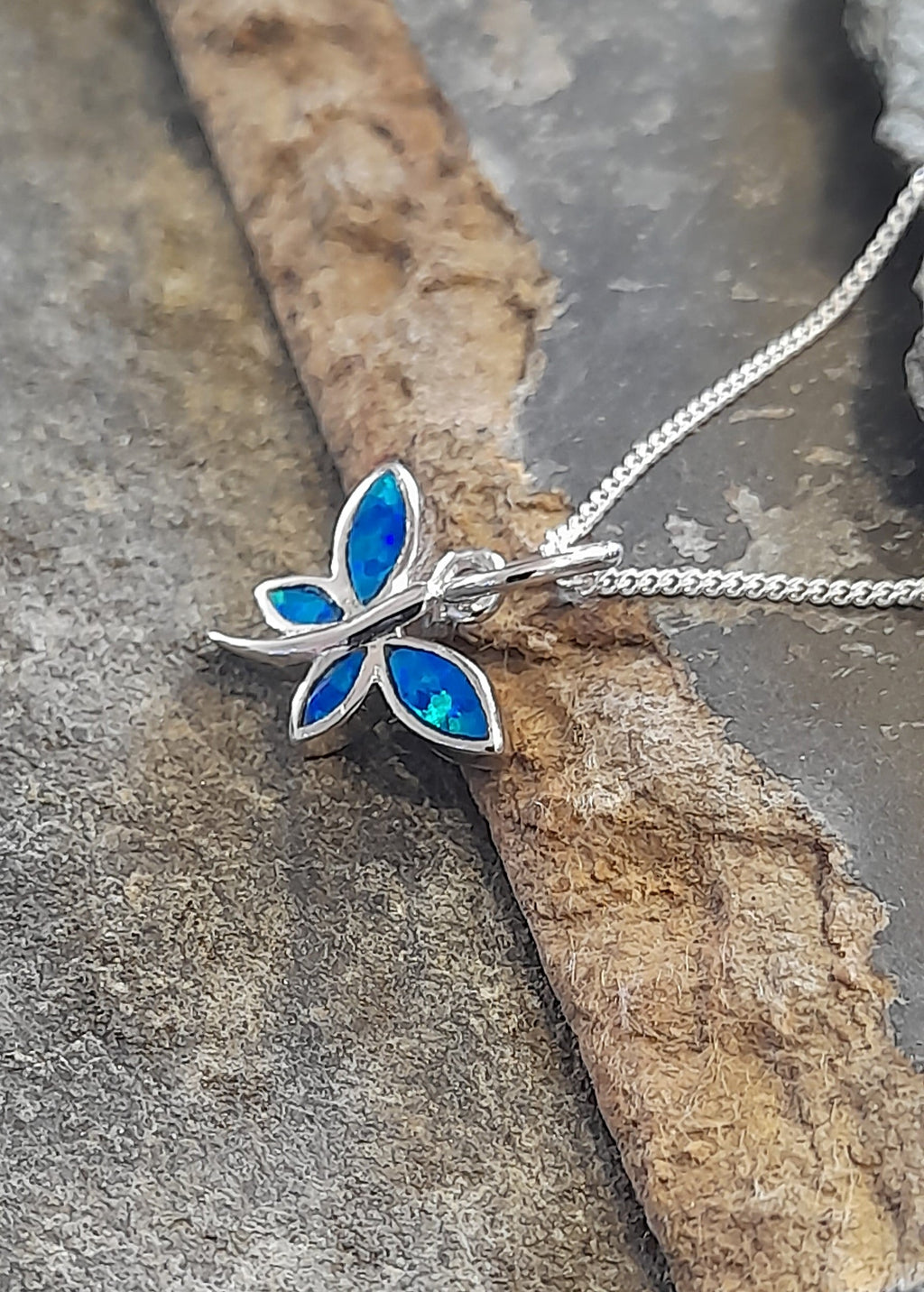 Dragonfly Blue Syn Opal Pendant 10X12