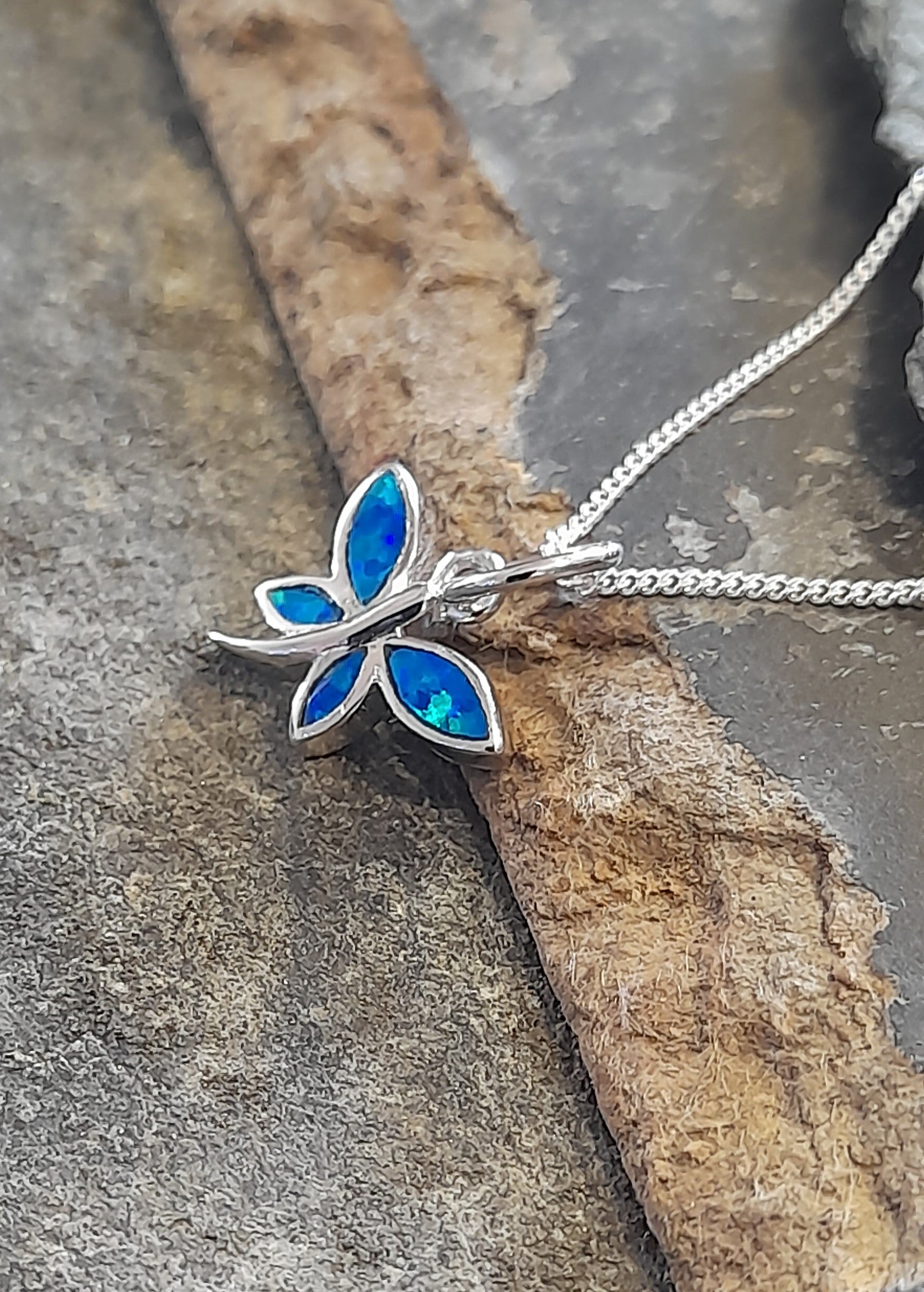 Dragonfly Blue Syn Opal Pendant 10X12