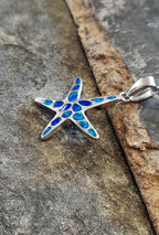 Mosaic Starfish Blue Syn Opal Pendant 22X20M