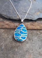 T/Drop Blue Syn Opal Pendant 20X15mm