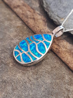 T/Drop Blue Syn Opal Pendant 20X15mm