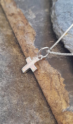 Small Cross Fire Snow Syn Opal Pendant 8X7