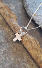 Small Cross Fire Snow Syn Opal Pendant 8X7