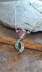 Tanzanite & Blue Syn Opal Pendant 28X10mm