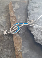 Treble Clef, Blue Syn Opal Pendant 40X15mm