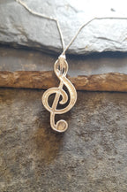 Treble Clef, Blue Syn Opal Pendant 40X15mm