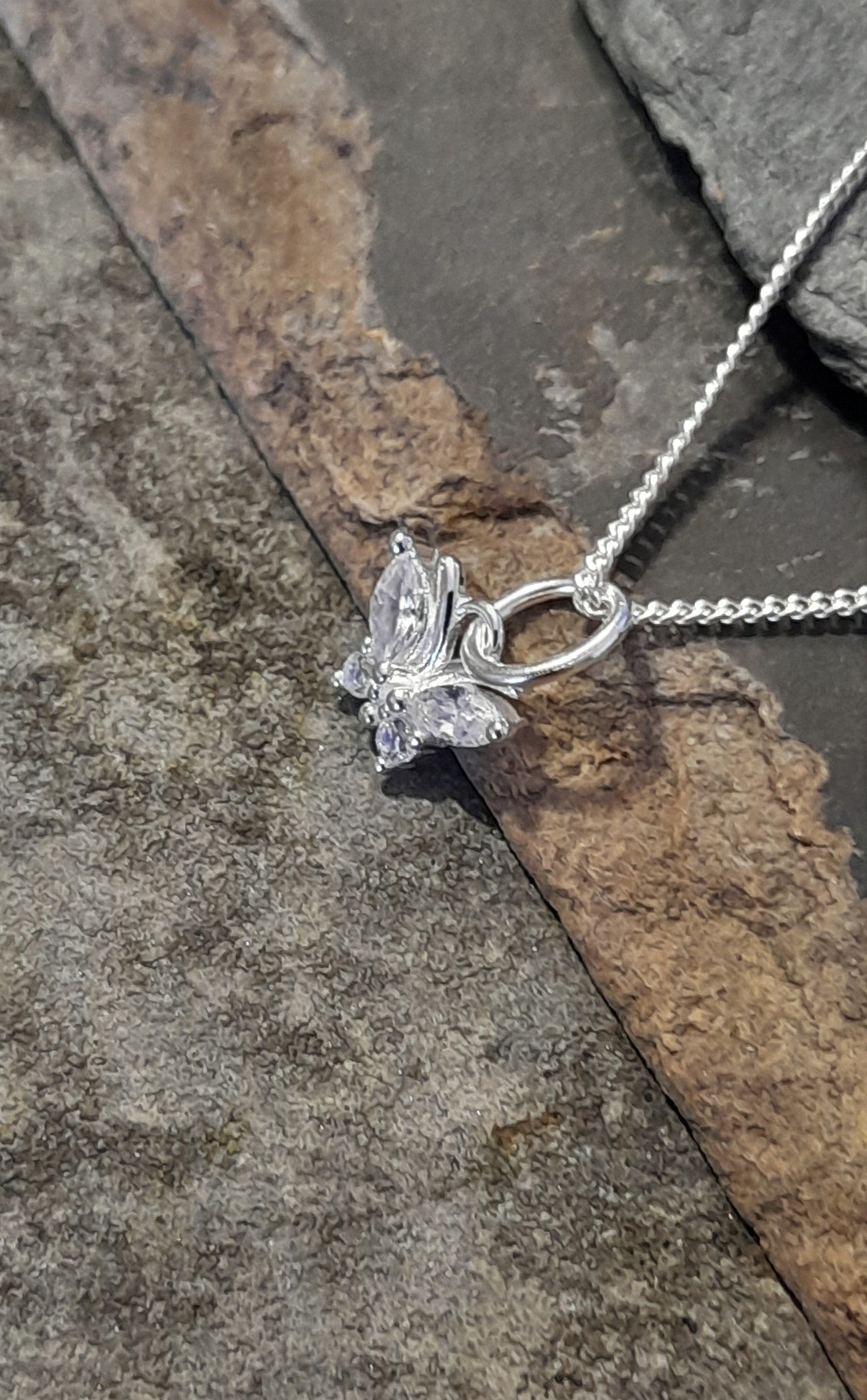 Cubic Zirconia Butterfly Pendant 7 X 6mm