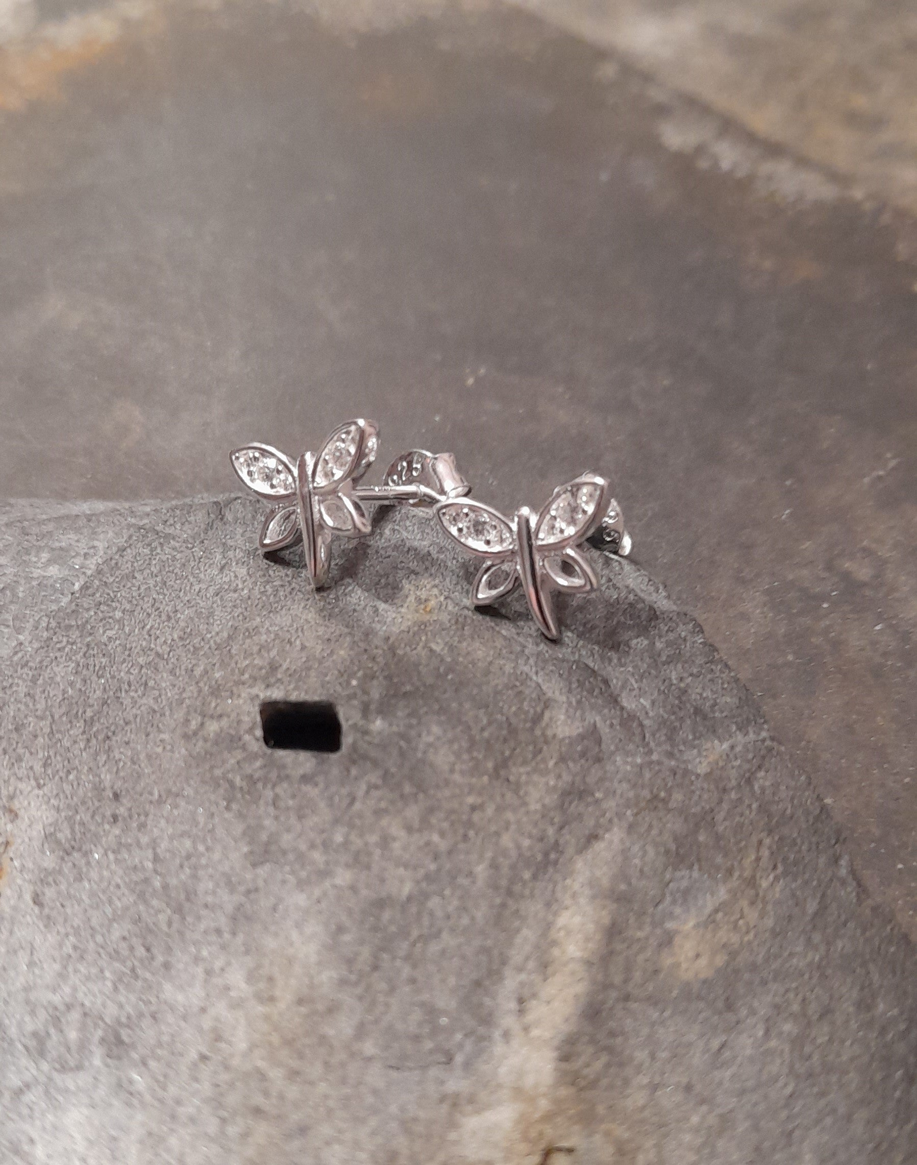 Cubic Zirconia Dragonfly Stud 10X7mm
