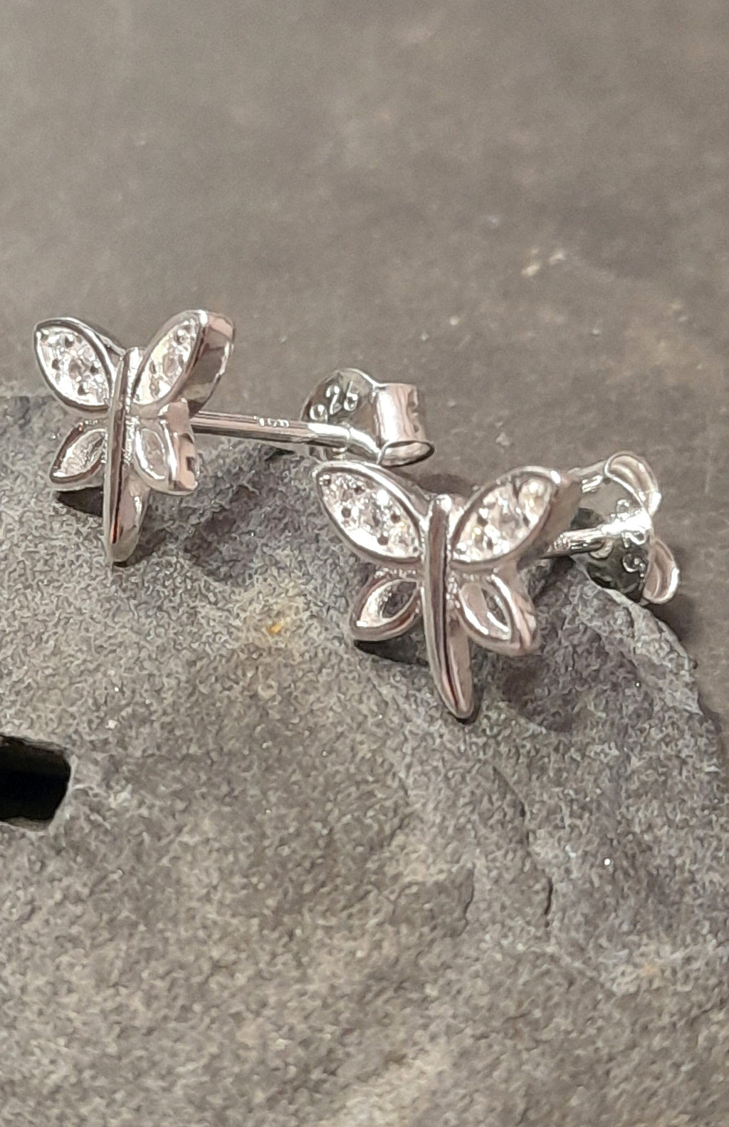 Cubic Zirconia Dragonfly Stud 10X7mm
