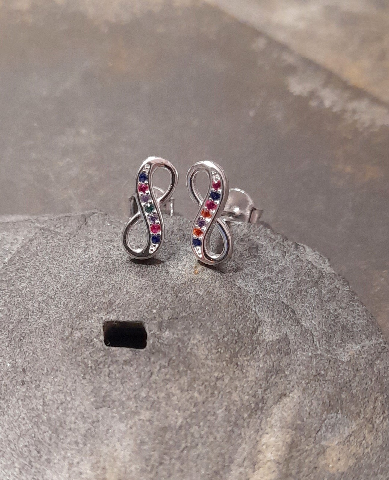 Multi Cubic Zirconia Infinity Stud 10X4 mm