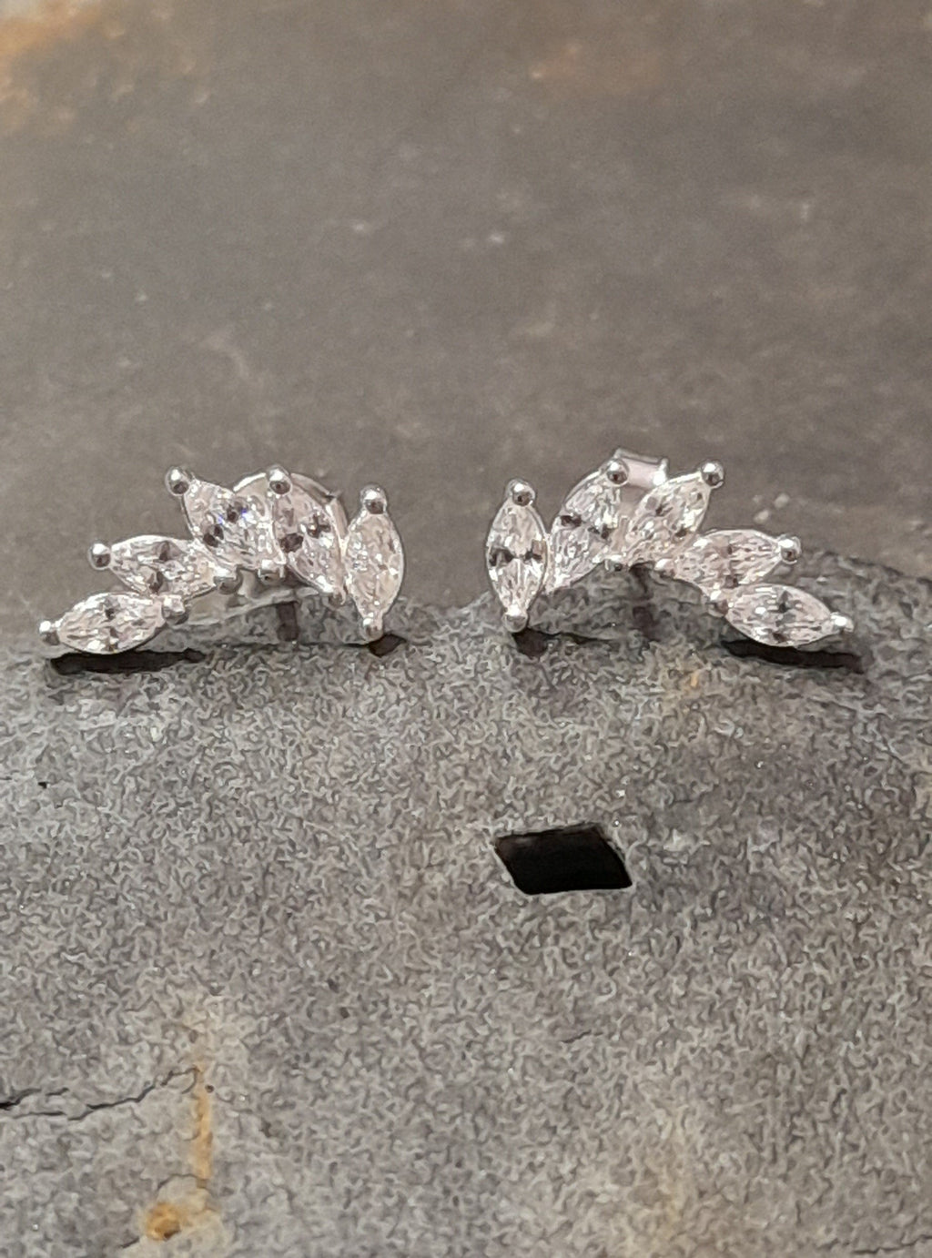Five Petal Cluster Cubic Zirconia Stud
