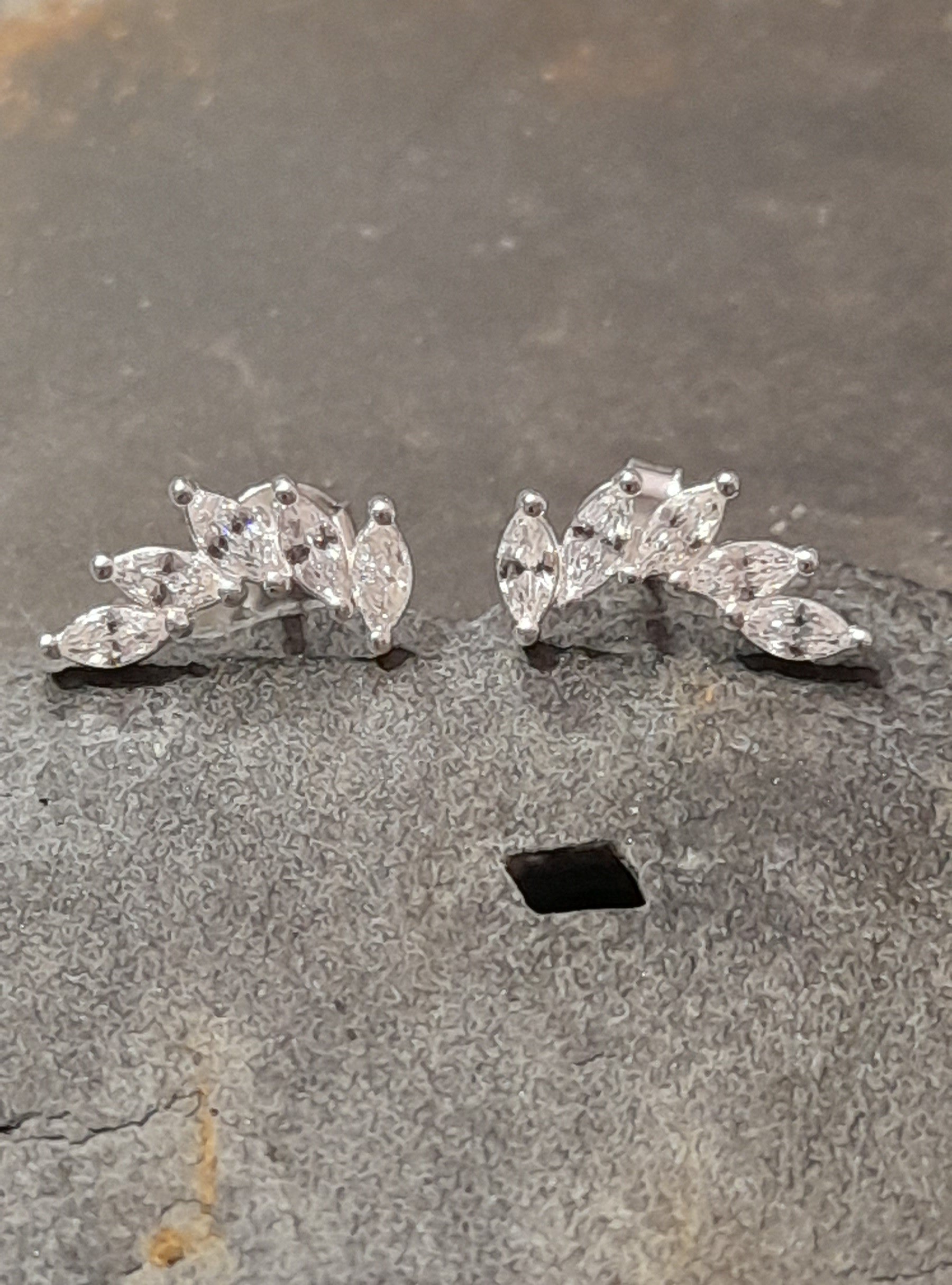 Five Petal Cluster Cubic Zirconia Stud