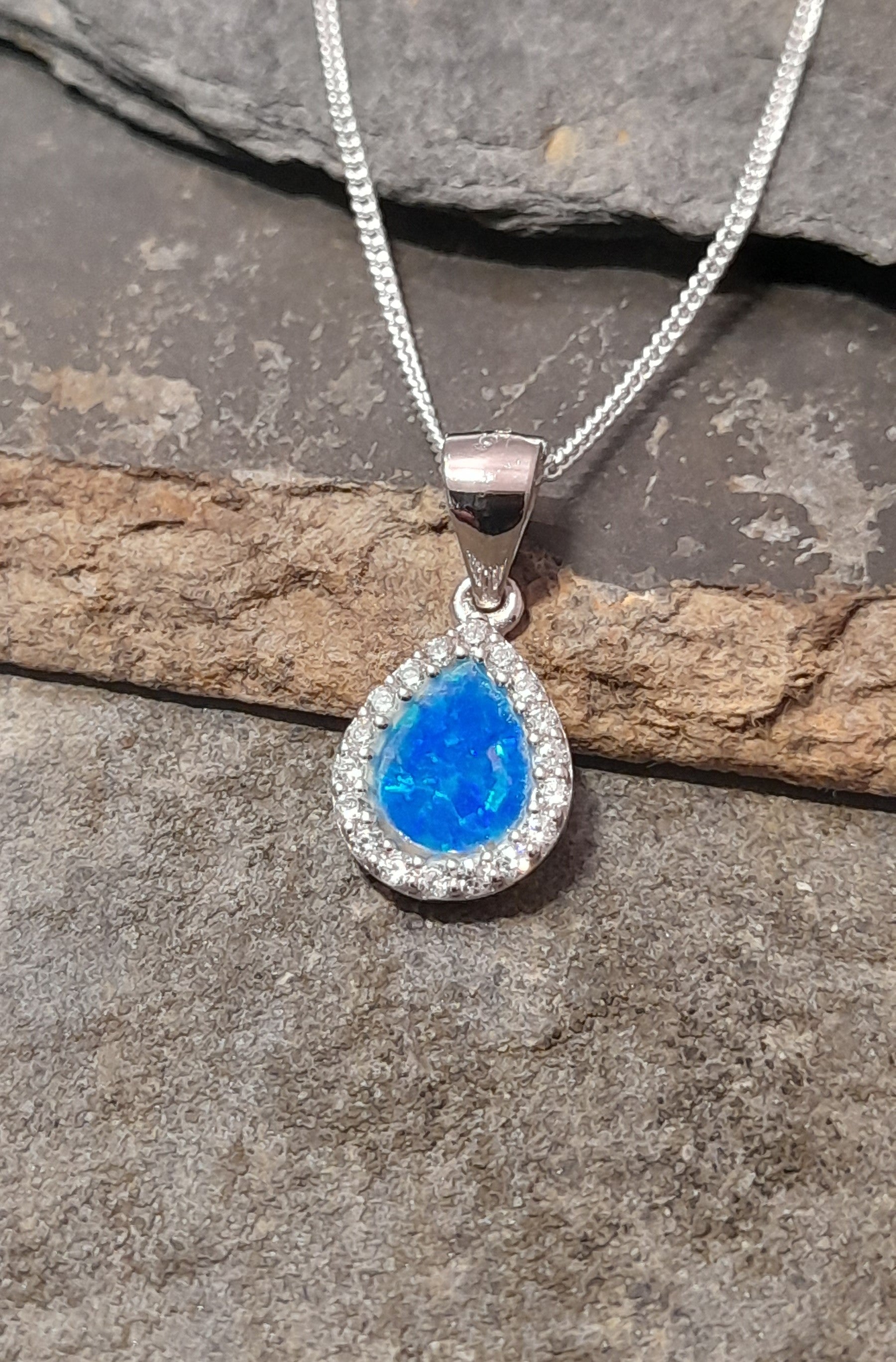 Syn Opal & Cubic Zirconia Teardrop Pd 11X9mm