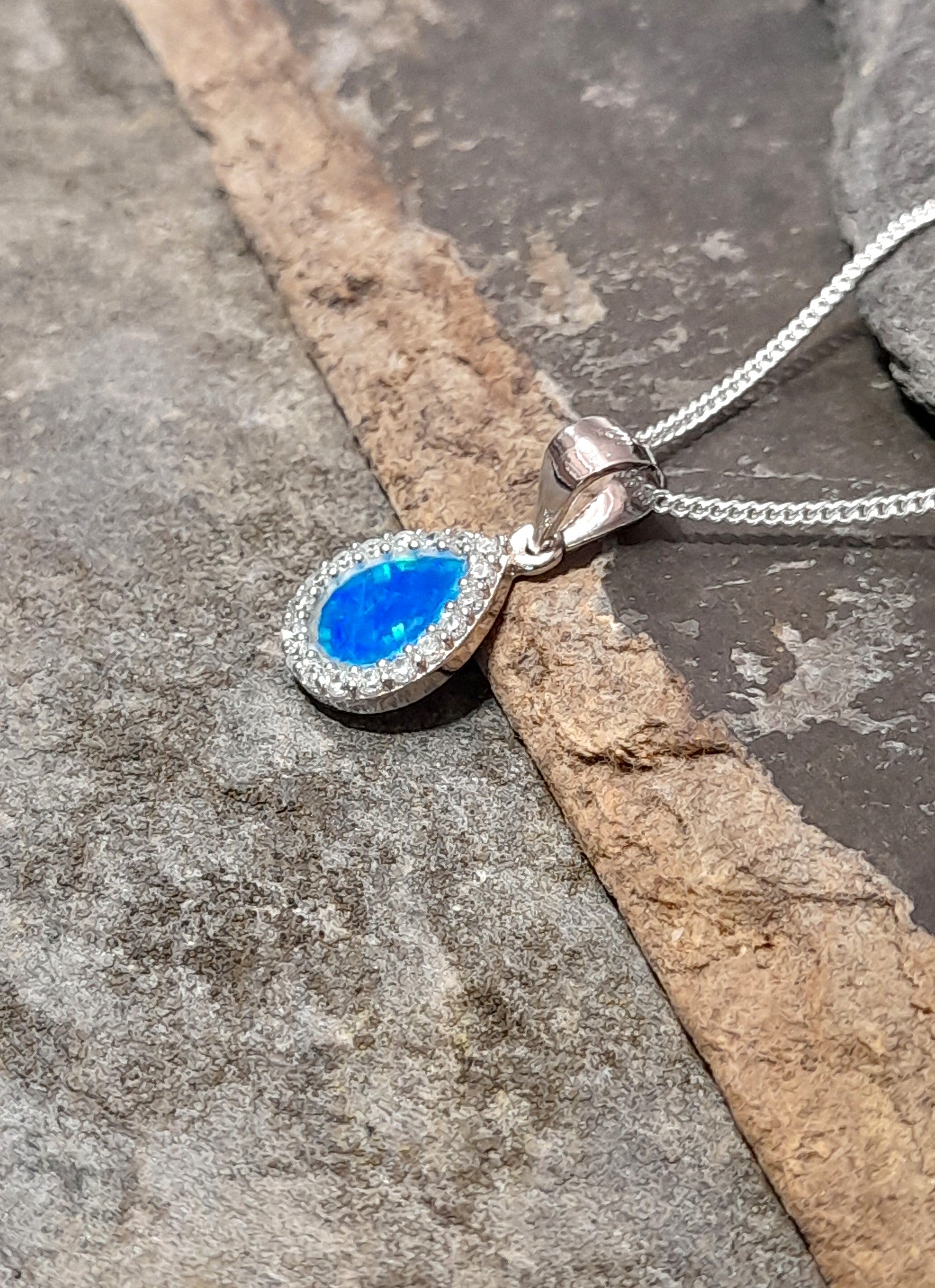 Syn Opal & Cubic Zirconia Teardrop Pd 11X9mm