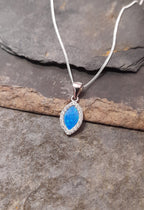 Syn Opal & Cubic Zirconia Shield Pd 9X12mm